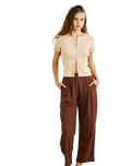 The Rhythm Womens Venice Tailored Linen Trousers in Chocolate