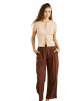 The Rhythm Womens Venice Tailored Linen Trousers in Chocolate