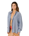 Beach Days Pinstripe Shirt in Dusty Blue