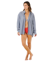 Beach Days Pinstripe Shirt in Dusty Blue