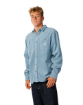 The Rip Curl Mens Premium Surf Cord Shirt in Citadel Blue