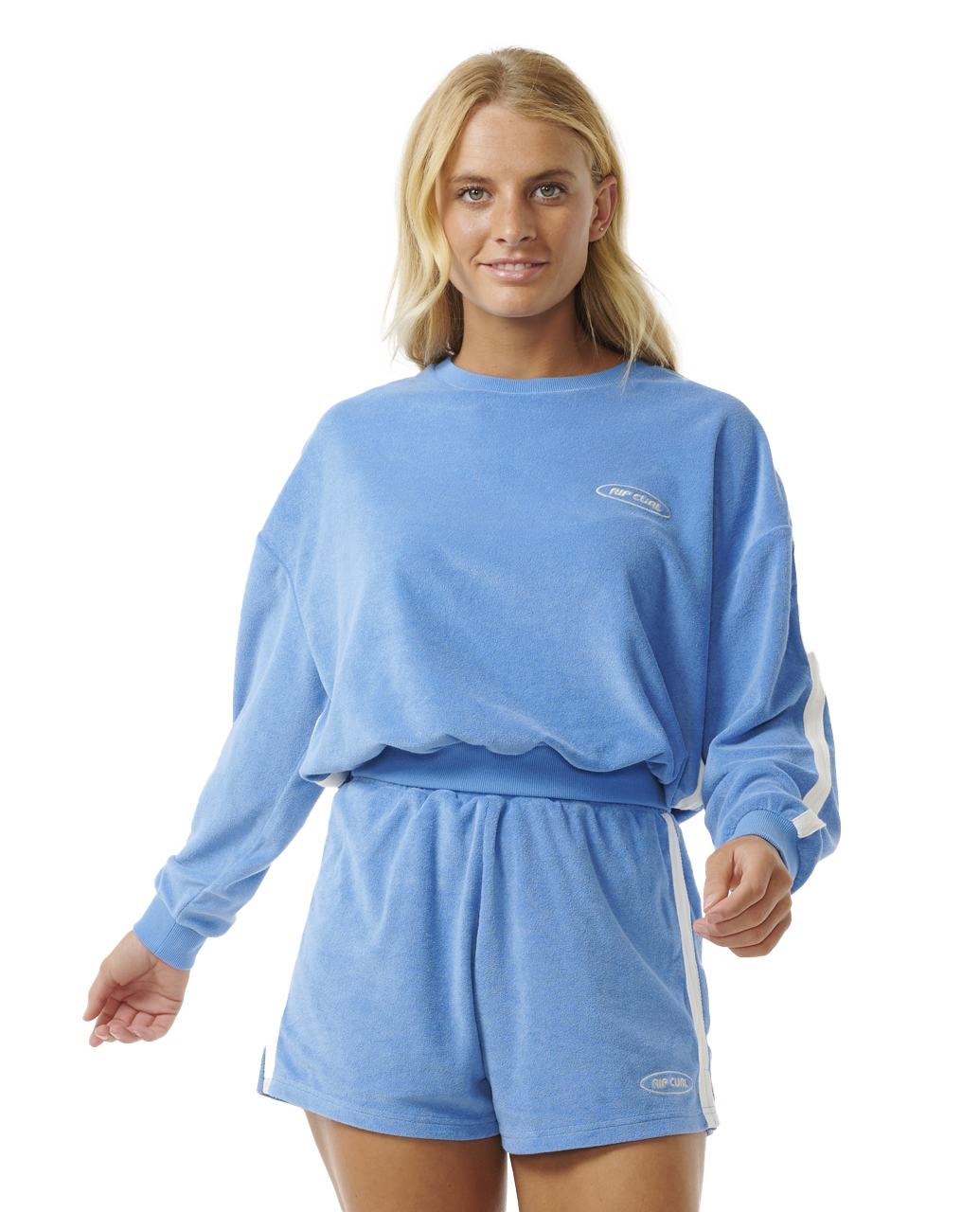 The Rip Curl Womens High Tide Terry Sweatshirt in Bright Blue