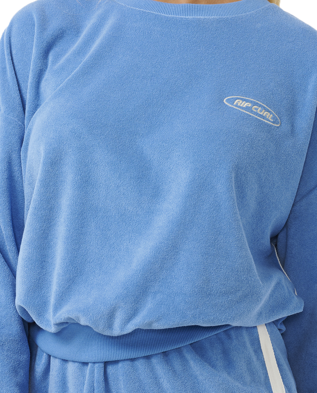 The Rip Curl Womens High Tide Terry Sweatshirt in Bright Blue
