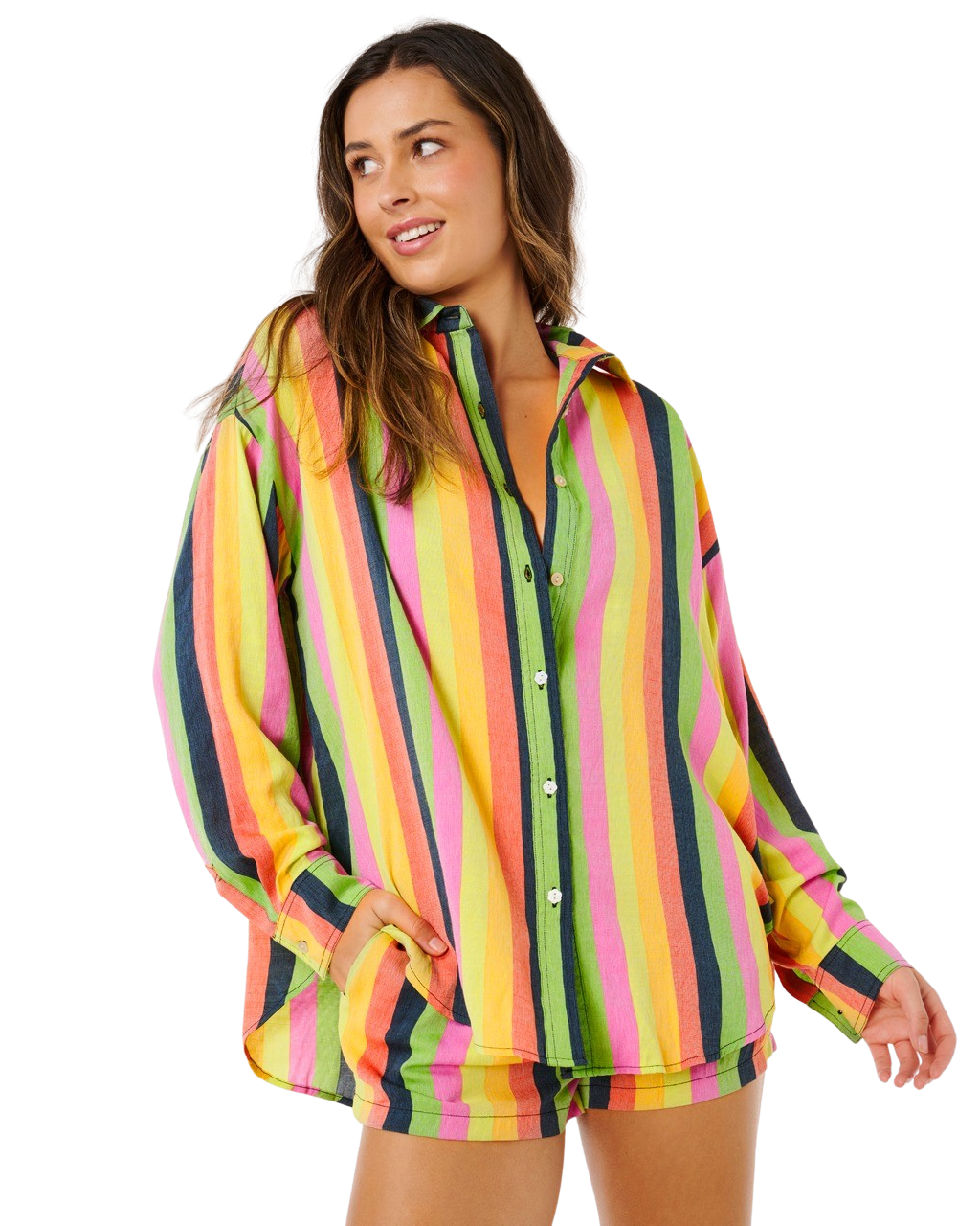Neon Stripe Relaxed Shirt in Multi