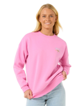 The Rip Curl Womens Hibiscus Diamond Heritage Sweatshirt in Pink