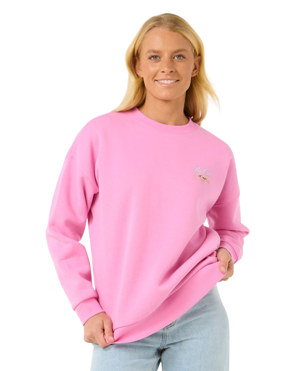 The Rip Curl Womens Hibiscus Diamond Heritage Sweatshirt in Pink
