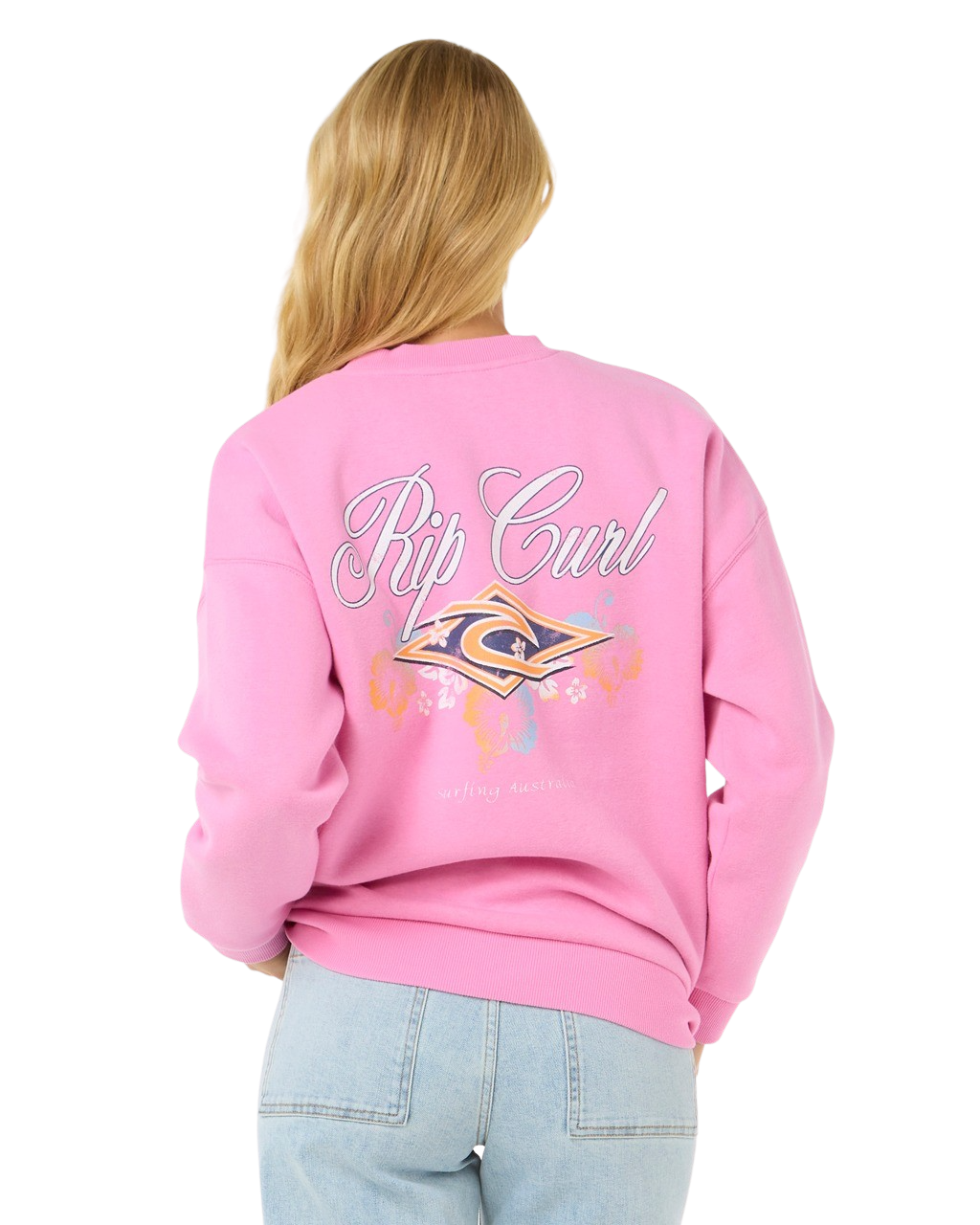 The Rip Curl Womens Hibiscus Diamond Heritage Sweatshirt in Pink