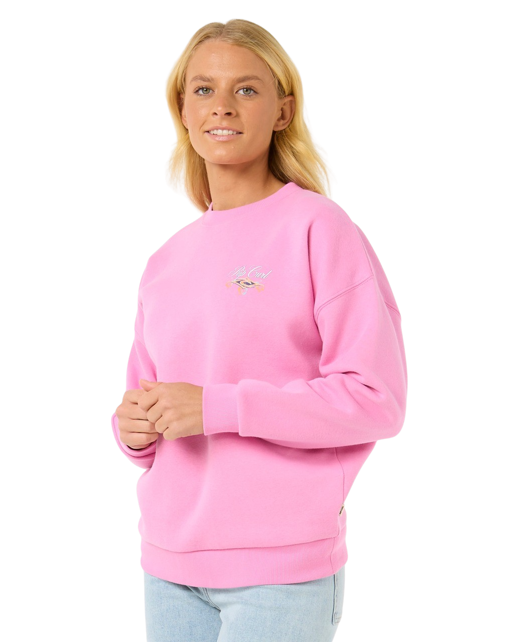 The Rip Curl Womens Hibiscus Diamond Heritage Sweatshirt in Pink