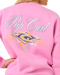 The Rip Curl Womens Hibiscus Diamond Heritage Sweatshirt in Pink