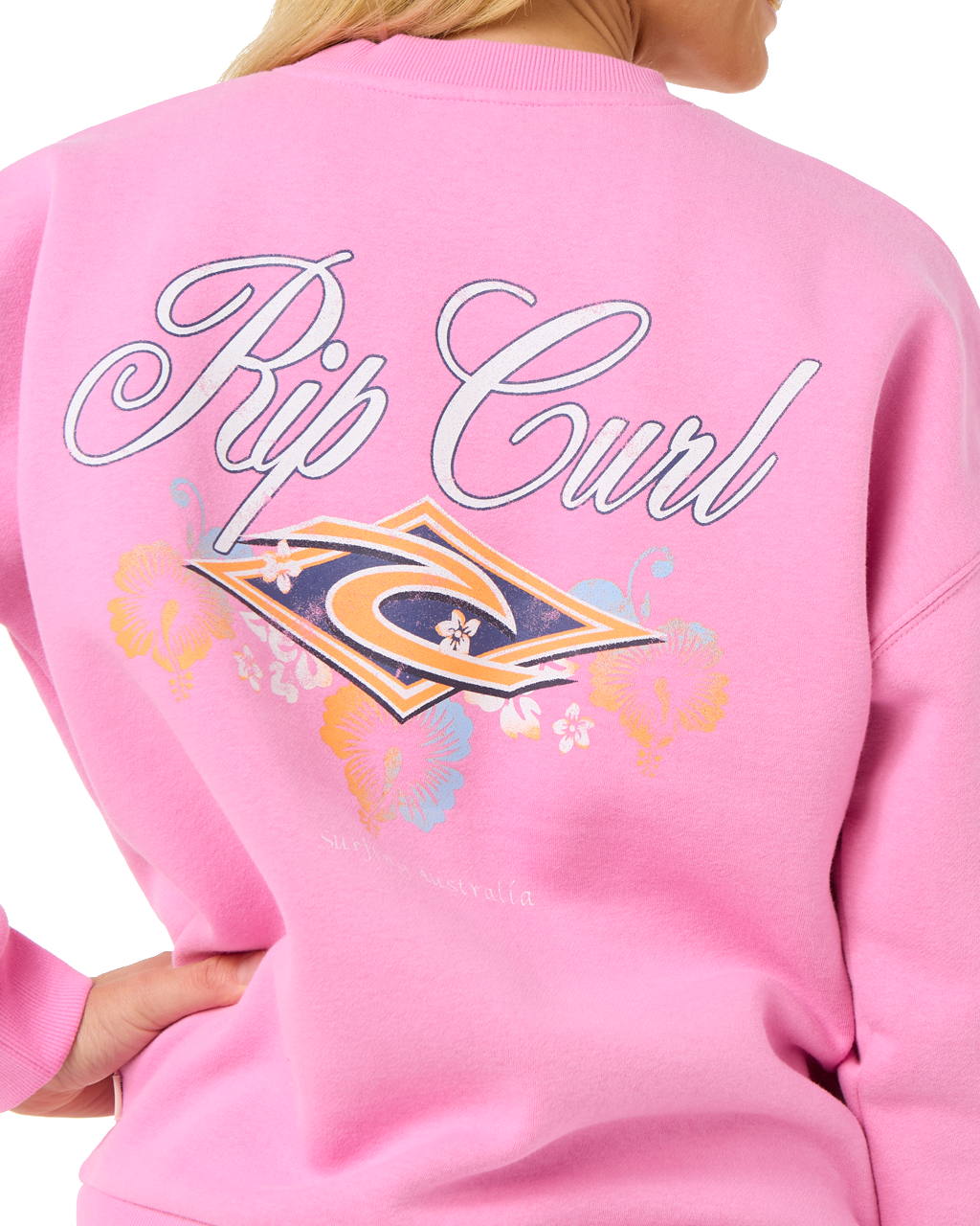 The Rip Curl Womens Hibiscus Diamond Heritage Sweatshirt in Pink