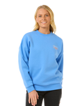 The Rip Curl Womens Hibiscus Diamond Heritage Sweatshirt in Blue