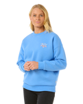 The Rip Curl Womens Hibiscus Diamond Heritage Sweatshirt in Blue