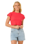 The Rip Curl Womens Classic Ribbed T-Shirt in Hibiscus Red