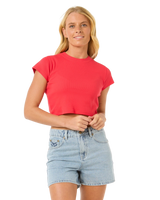 The Rip Curl Womens Classic Ribbed T-Shirt in Hibiscus Red