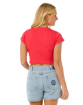 The Rip Curl Womens Classic Ribbed T-Shirt in Hibiscus Red