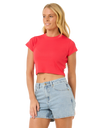 The Rip Curl Womens Classic Ribbed T-Shirt in Hibiscus Red