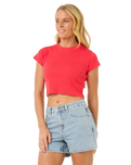 The Rip Curl Womens Classic Ribbed T-Shirt in Hibiscus Red