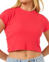 The Rip Curl Womens Classic Ribbed T-Shirt in Hibiscus Red