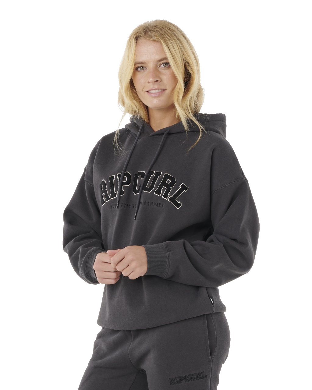 The Rip Curl Womens Varsity Hoodie in Washed Black