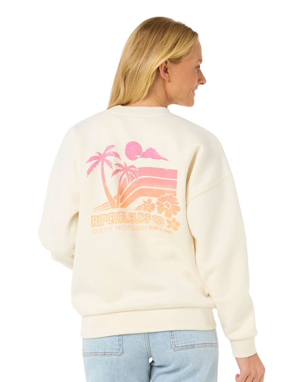 The Rip Curl Womens Ocean Tech Heritage Sweatshirt in Bone