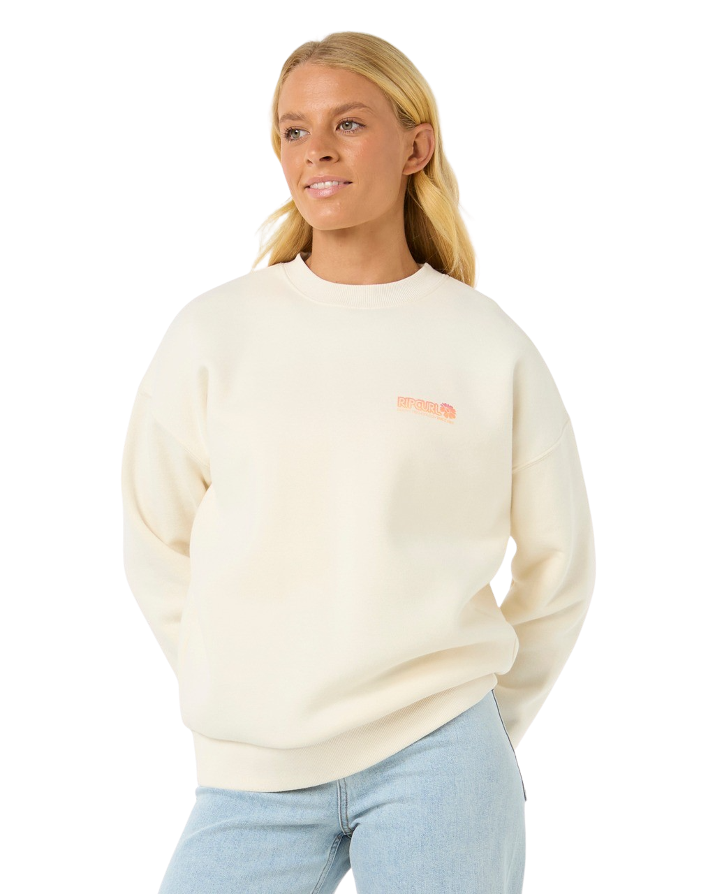 The Rip Curl Womens Ocean Tech Heritage Sweatshirt in Bone