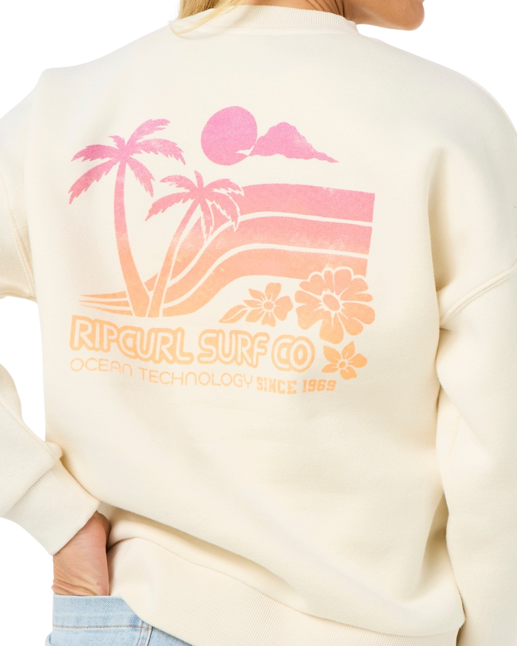 The Rip Curl Womens Ocean Tech Heritage Sweatshirt in Bone