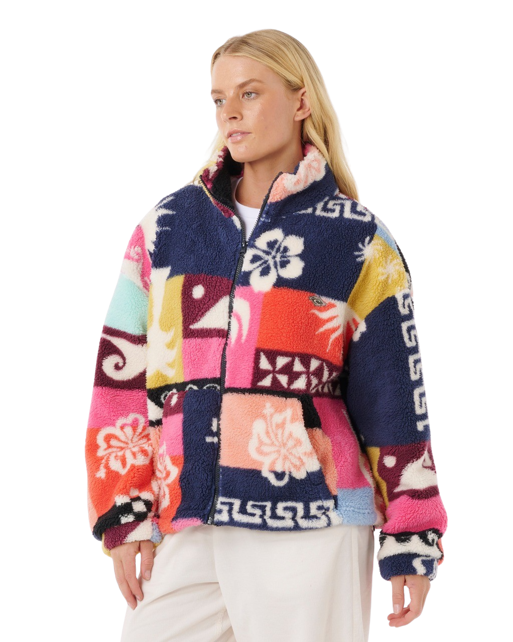 The Rip Curl Womens Keepsakes From Waikiki Polar Fleece Jacket in Multi Colour