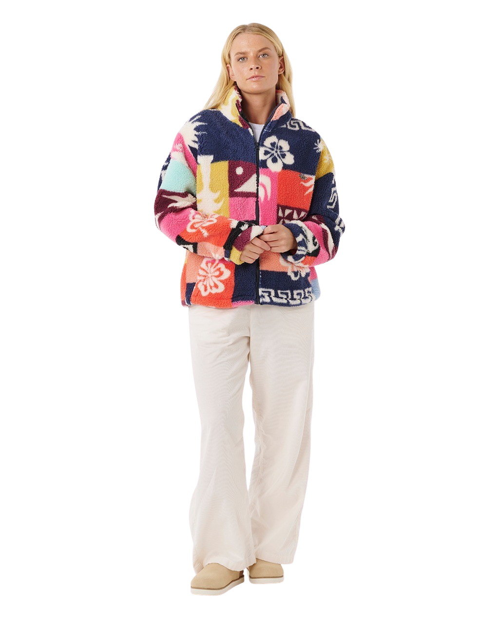 The Rip Curl Womens Keepsakes From Waikiki Polar Fleece Jacket in Multi Colour