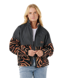 The Rip Curl Womens Keepsakes From Waikiki Anti-Series Polar Fleece Jacket in Black