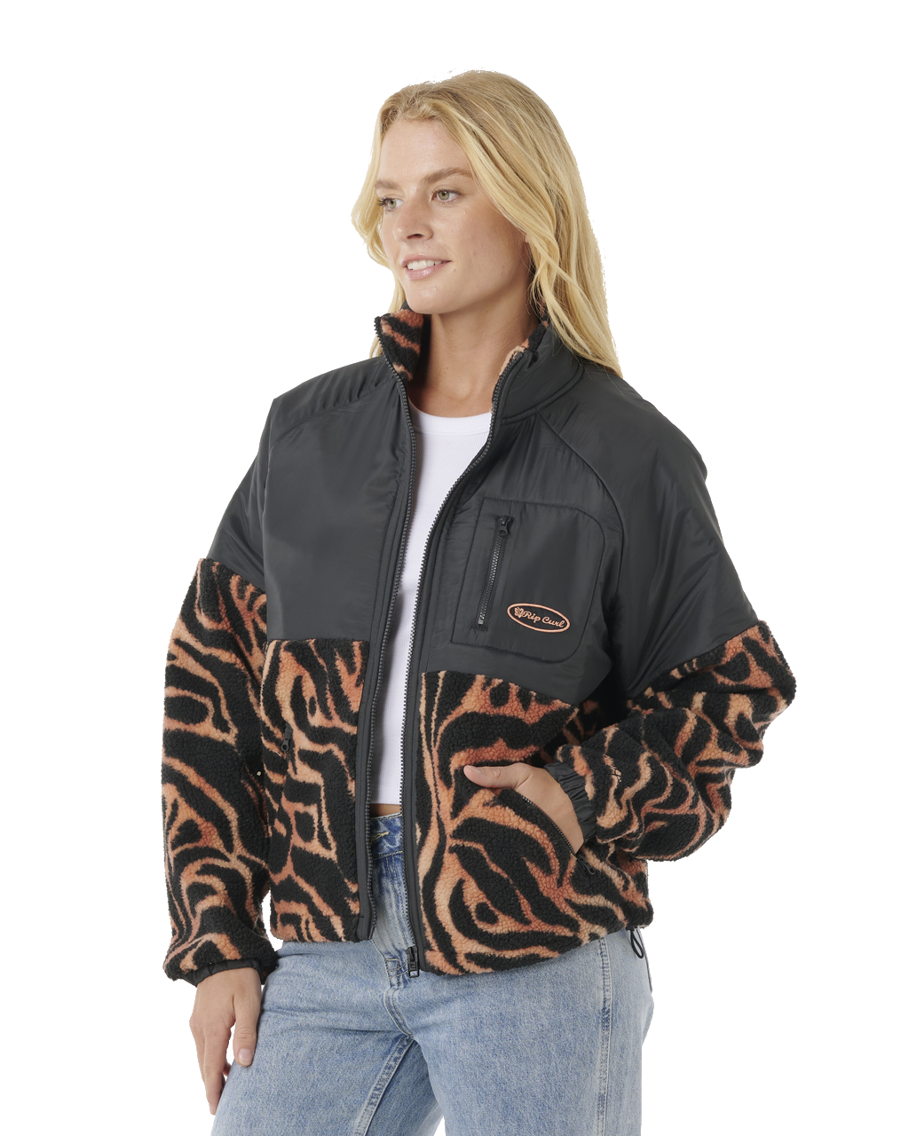 The Rip Curl Womens Keepsakes From Waikiki Anti-Series Polar Fleece Jacket in Black