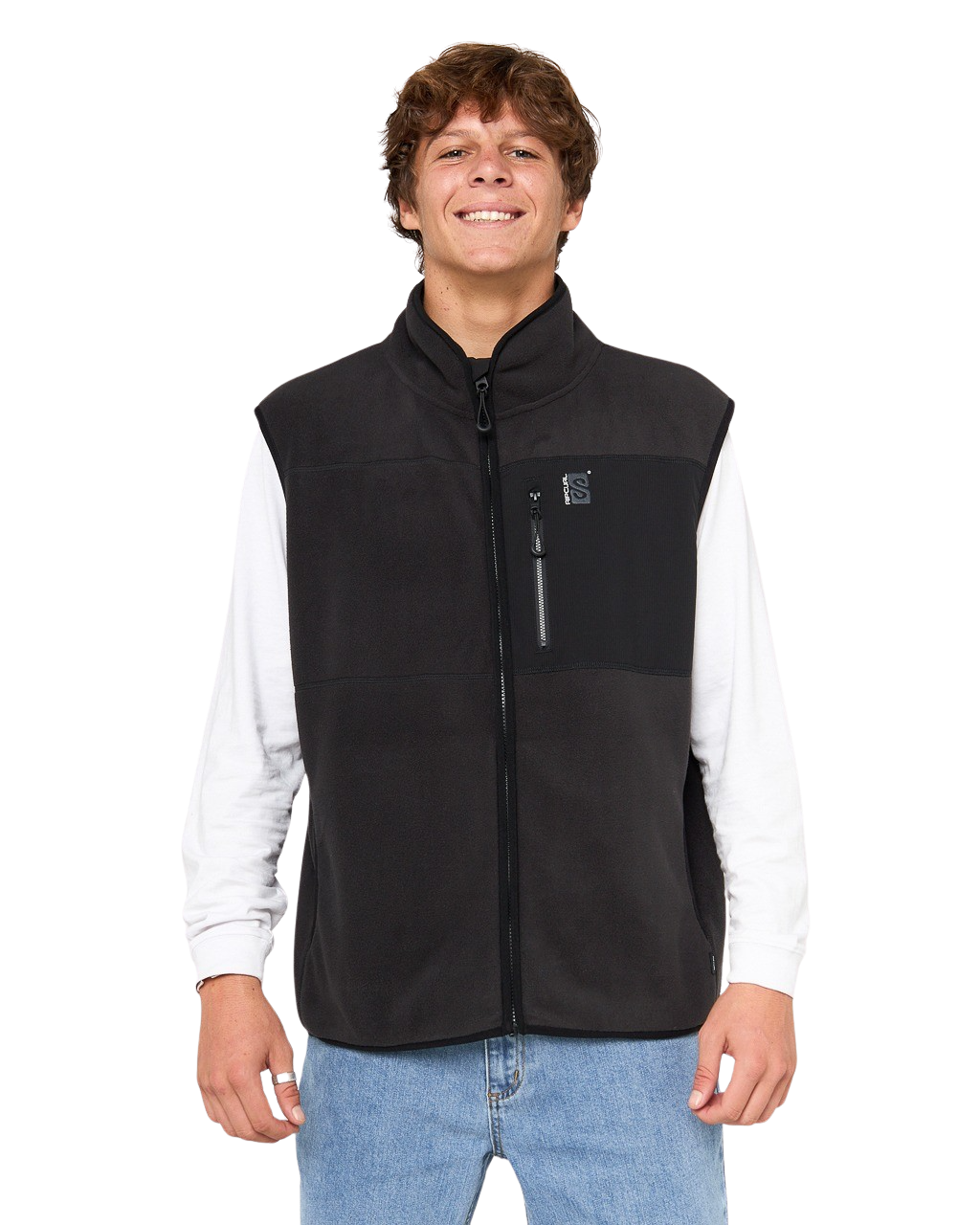 The Rip Curl Mens Search Polar Fleece Gilet in Black