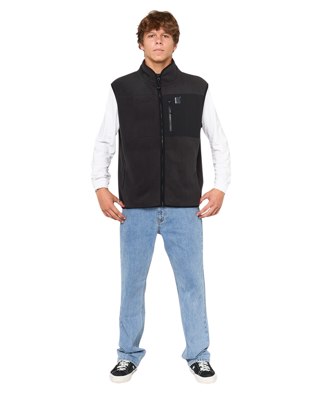 The Rip Curl Mens Search Polar Fleece Gilet in Black