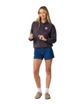 The Rip Curl Womens Surf Puff Heritage Hoodie in Nine Iron