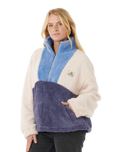 The Rip Curl Womens Block Party Polar Fleece Jacket in Blue