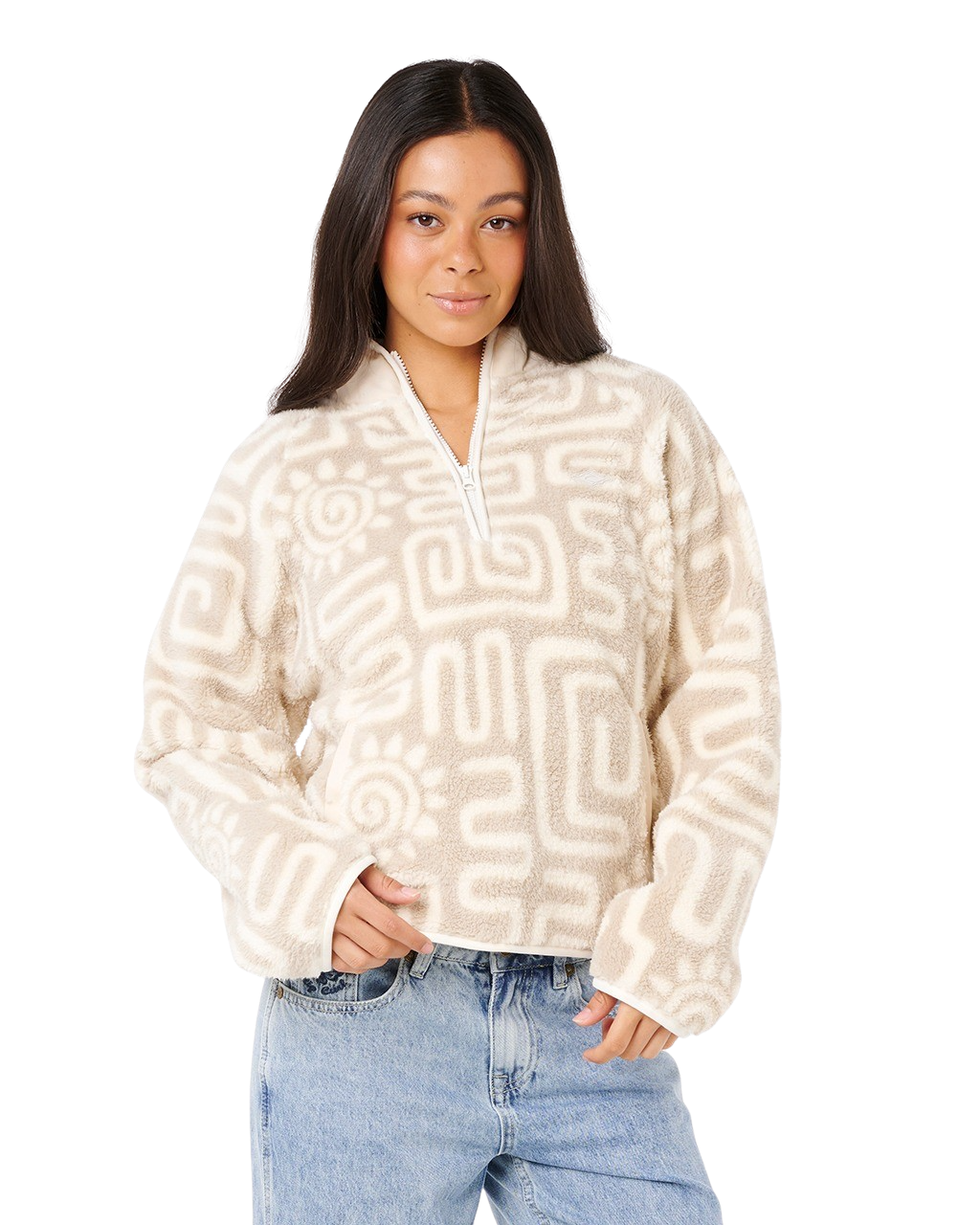 The Rip Curl Sunset 1/4 Zip Fleece Jacket in Bone | Available at Anns Cottage