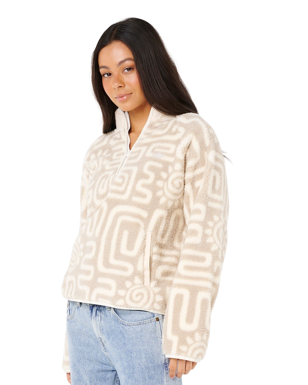 The Rip Curl Sunset 1/4 Zip Fleece Jacket in Bone | Available at Anns Cottage