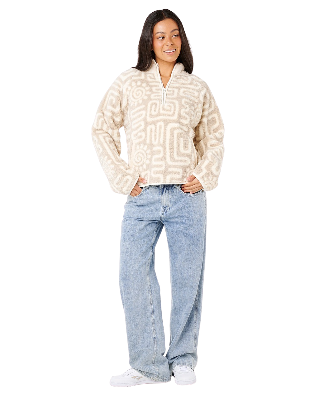The Rip Curl Sunset 1/4 Zip Fleece Jacket in Bone | Available at Anns Cottage