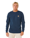 The Rip Curl Mens Pacific Rinse Patch Sweatshirt in Dark Navy