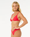The Rip Curl Womens Premium Surf Fixed Tri Bikini Top in Hibiscus Red