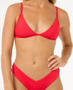 The Rip Curl Womens Premium Surf Fixed Tri Bikini Top in Hibiscus Red