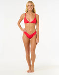 The Rip Curl Womens Premium Surf Fixed Tri Bikini Top in Hibiscus Red