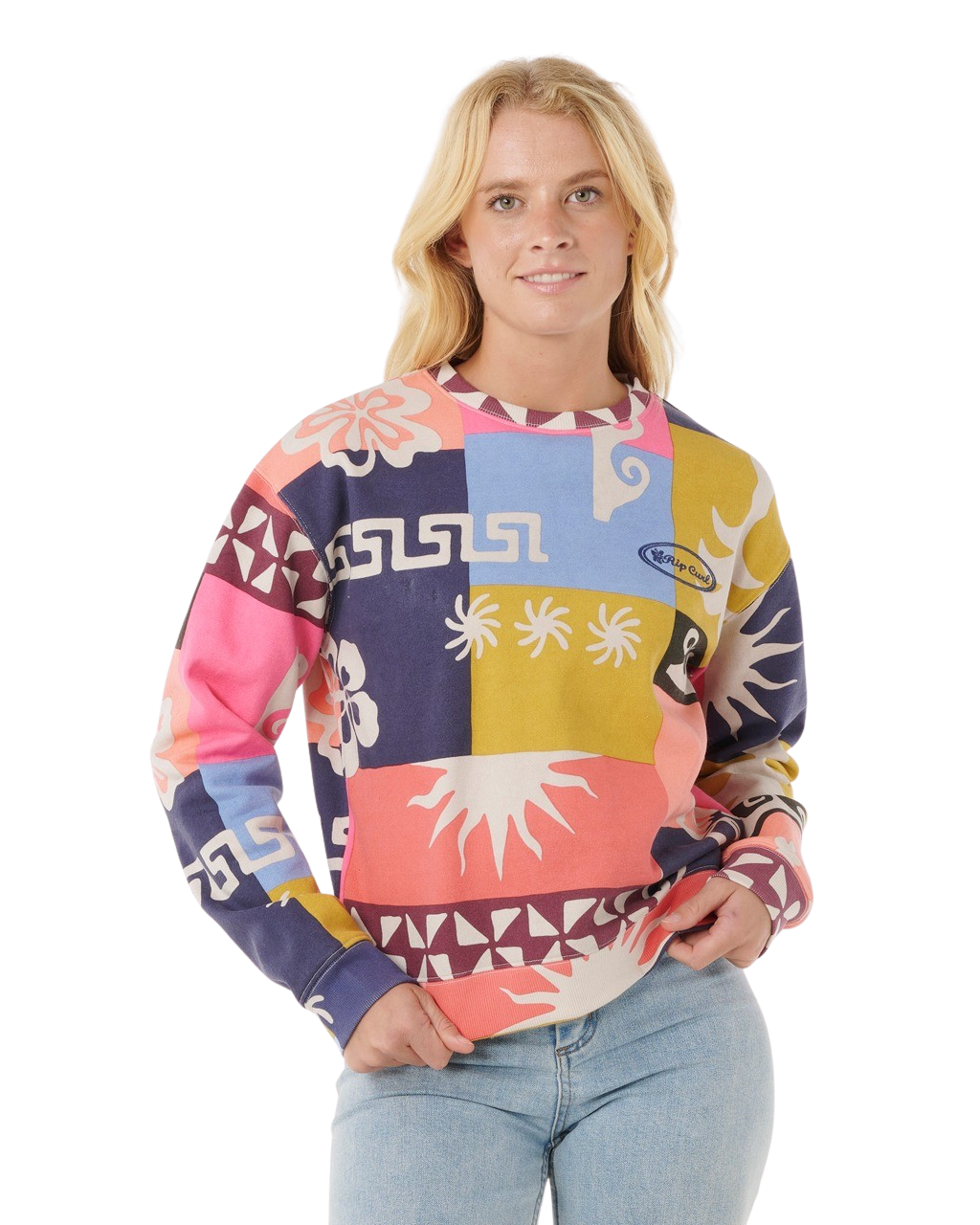 The Rip Curl Womens Keepsakes From Waikiki Fleece Sweatshirt in Multicolour