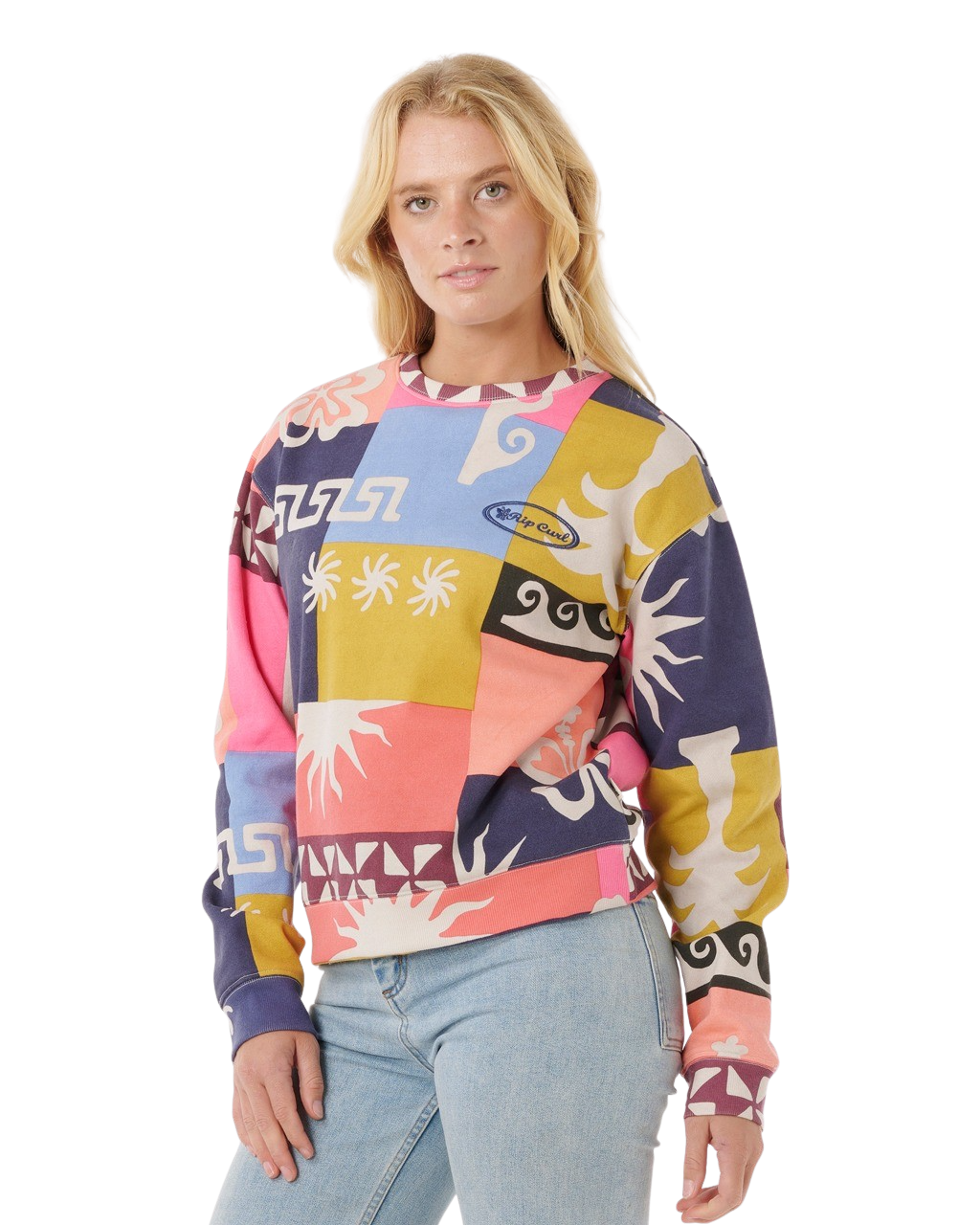 The Rip Curl Womens Keepsakes From Waikiki Fleece Sweatshirt in Multicolour