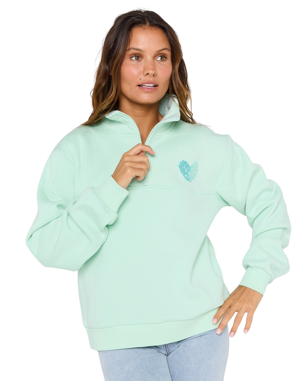 The Rip Curl Womens Half Zip Fleece in Light Aqua