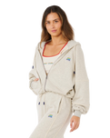 Surf Side Spliced Zip Hoodie in Grey Marle