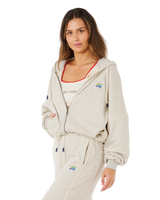 Surf Side Spliced Zip Hoodie in Grey Marle