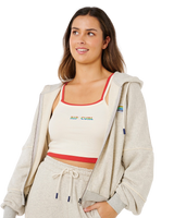 Surf Side Spliced Zip Hoodie in Grey Marle