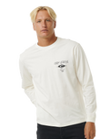 The Rip Curl Mens Fade Out Icon Long Sleeve T-Shirt in Bone