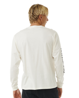 The Rip Curl Mens Fade Out Icon Long Sleeve T-Shirt in Bone