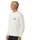 The Rip Curl Mens Fade Out Icon Long Sleeve T-Shirt in Bone
